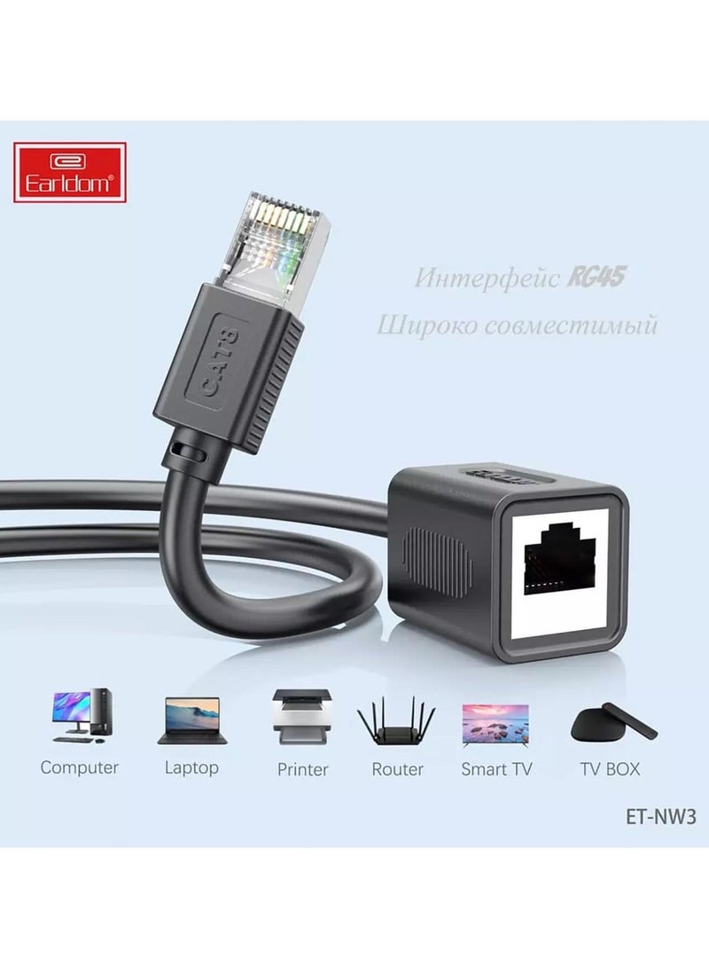 Earldom ET-NW3 Cat 8 Network Extension Adapter 1M, 2000MHz Bandwidth, Universal Compatibility, High-Speed Ethernet Cable for Gaming, Streaming, Home & Office Networking - Image 4